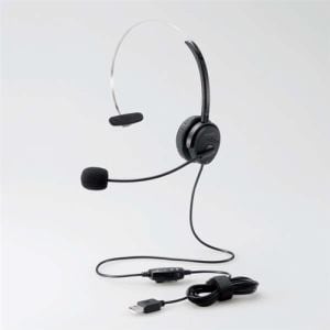 エレコム HS-HP29UBK 片耳オーバーヘッドタイプ USB ヘッドセット