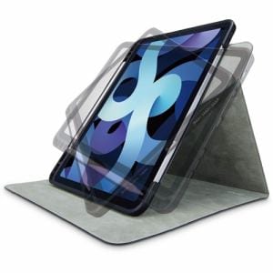エレコム　TB-A20MSA360BK　iPad　Air　10.9インチ(第4世代　2020年モデル)　レザーケース　手帳型　360度回転　スリープ対応　Apple　Pencil収納　ブラック