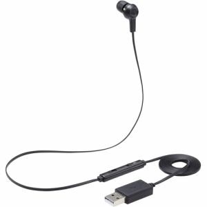 エレコム HS-EP18UBK インナーイヤー型ヘッドセット カナル ミュートスイッチ付 左耳用 USB ブラック