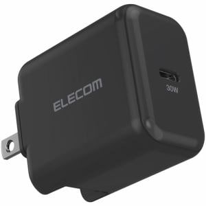 エレコム ACDC-PD2130BK ノートPC用ACアダプター USB充電器 USB Power Delivery認証 30W USB-C1ポート スイングプラグ ブラック