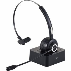 ロジテック LBT-HSOH11PCBK Bluetooth片耳ヘッドセット オーバーヘッドタイプ 充電台付 ブラック