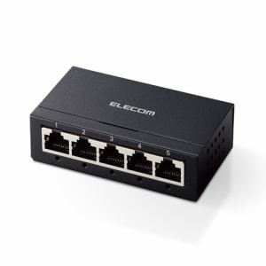 エレコム　EHC-G05MA-B　スイッチングハブ　LAN　ハブ　5ポート　Giga対応　1000／100／10Mbps　ブラック