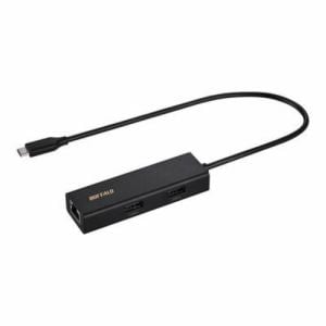BUFFALO　LUD-U3-CU101BK　LAN変換アダプタ　USB-C　オス→メス　LAN　USB-Aｘ3　1Gbps対応　Mac・Win対応　ブラック