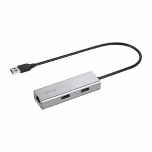 BUFFALO　LUDU3AU101SV　Giga対応　USBハブ付き　LANアダプター　USB　Type-A接続　　シルバー