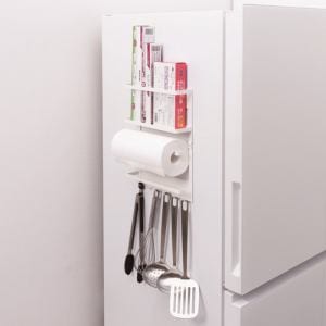マグネット 冷蔵庫サイドラック プレート キッチン 収納 ホワイト 約24．5X6．5X34cm