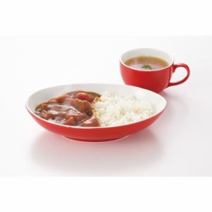 【在庫限り】パール金属 K-6186 MUG´S カレー皿&スープカップ(レッド)