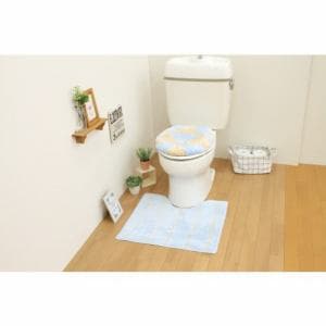 トイレ2点セット（トイレマット＋O・U型共用フタカバー）ブルー サンベルム(株)