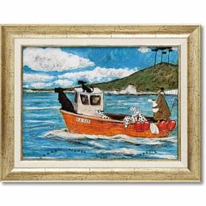 インテリアアート ユーパワー サム トフト 「犬と釣り人と小さな船」