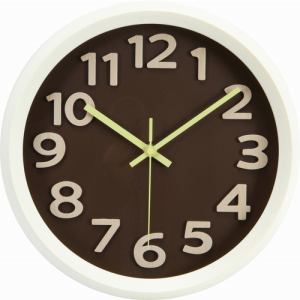 ウォールクロック　プラスチックフレーム　ブラウン/アイボリー　家具　インテリア　雑貨　掛時計