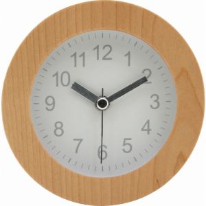 アラームクロック　ラウンド　ウッド　ホワイト　家具　インテリア　雑貨　置時計