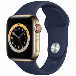 アップル(Apple) MJXM3J/A Apple Watch Series 6（GPS + Cellularモデル）- 40mmゴールドステンレススチールケースとディープネイビースポーツバンド