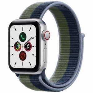アップル(Apple) MKQW3J/A Apple Watch SE（GPS + Cellularモデル） 40mm シルバーアルミニウムケースとアビスブルー/モスグリーンスポーツループ