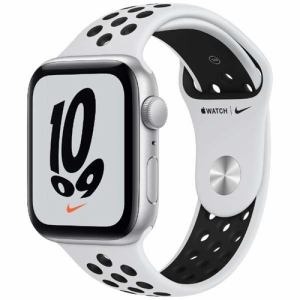 アップル(Apple)　MKQ73J/A　Apple　Watch　Nike　SE（GPSモデル）　44mm　シルバーアルミニウムケースとピュアプラチナム/ブラックNikeスポーツバンド　レギュラー
