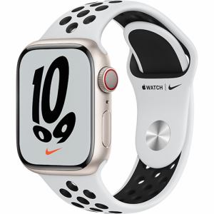 アップル(Apple) MKJ33J/A Apple Watch Nike Series 7(GPS + Cellularモデル) 41mm スターライトアルミニウムケースとピュアプラチナム/ブラックNikeスポーツバンド レギュラー