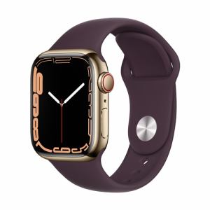 アップル(Apple) MKHY3J/A Apple Watch Series 7(GPS + Cellularモデル) 41mm ゴールドステンレススチールケースとダークチェリースポーツバンド レギュラー