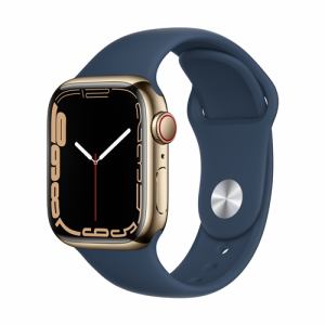 アップル(Apple) MN9K3J/A Apple Watch Series 7(GPS + Cellularモデル) 41mmゴールドステンレススチールケースとアビスブルースポーツバンド レギュラー