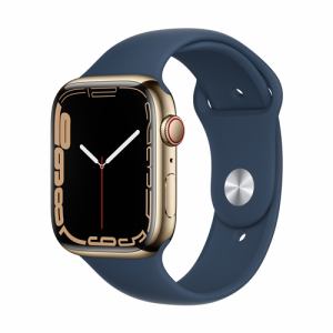 アップル(Apple) MN9M3J/A Apple Watch Series 7(GPS + Cellularモデル) 45mmゴールドステンレススチールケースとアビスブルースポーツバンド レギュラー