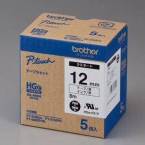 BROTHER　ハイグレードテープ　(黄地/黒字)12mm　5本パック　HGe-631V