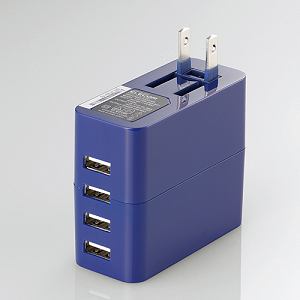 エレコム　スマートフォン・タブレット用USB充電器（4ポート・合計4A）　ブルー　MPA-AC4U02BUBU