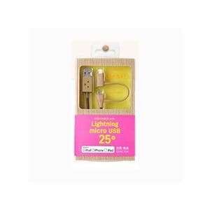 ティ・アール・エイ　CHE-224　ダンボー　USBケーブル　Lightning＆MicroUSBコネクタ　25cm