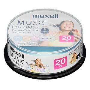 maxell 音楽用CD-R 80分 カラープリンタブル 20枚スピンドル CDRA80PSM20SP