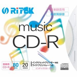 RiDATA CDRM8020PC 音楽用CD-R ワイドプリントレーベルディスク 80分 20枚 スリムケース