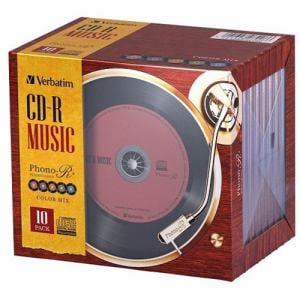 バーベイタム AR80FHX10V6 音楽用CD-R 80分 レコード風レーベル 5色カラーミックス 10枚パック