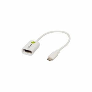 ナカバヤシ　ZUH-OTG02W　タブレット／スマートフォン対応［Android・USB　microB・USBホスト機能］　USB変換アダプタ　20cm　ホワイト　（USB　microB→USB　A　接続）