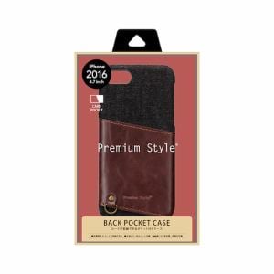 PGA　PG-16MCA04BK　iPhone　7　カードポケット付きハードケース　Premium　Style　　ブラック
