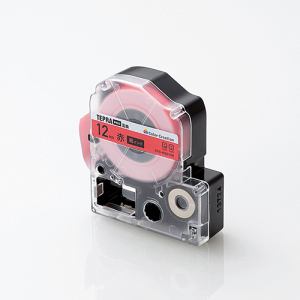 カラークリエーション　CTC-KSC12R　キングジム「テプラ」PROシリーズ用テープカートリッジ(赤テープ／黒文字／12mm)