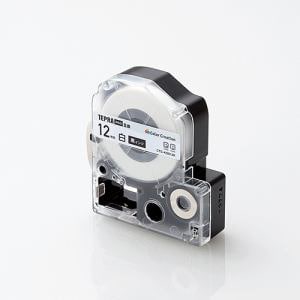 カラークリエーション　CTC-KSS12K　キングジム「テプラ」PROシリーズ用テープカートリッジ(白テープ／黒文字／12mm)