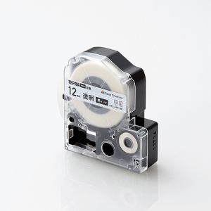 カラークリエーション　CTC-KST12K　キングジム「テプラ」PROシリーズ用テープカートリッジ(透明テープ／黒文字／12mm)