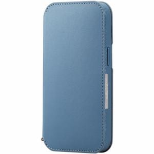 エレコム　PM-A22APLFY2BU　iPhone　14・13　用　ケース　カバー　レザー　手帳型　マグネット　フラップ　　NEUTZ　ブルー