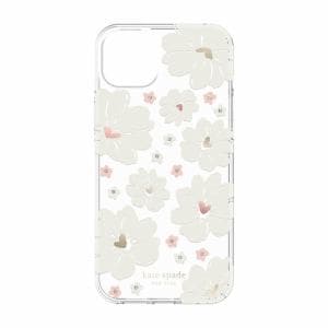 kate spade new york 2022 iPhone 14 Plus用スマートフォンケース [ Classic Peony Cream Rose Gold Foil Gold Foil Gems ] クリア