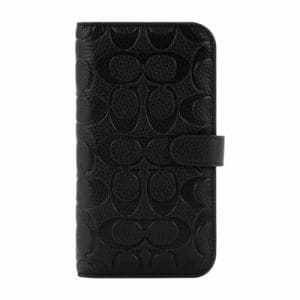 Coach　CIPH-136-BLKEB　2022　iPhone　14　Plus用スマートフォンケース　[　Black　Emboss　Signature　C　Pebbled　Leather　]　ブラック