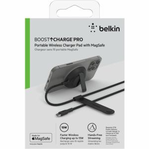 Belkin ベルキン MagSafe認証 磁気ワイヤレス充電スタンド/パッド (ブラック) WIA004BTBK