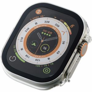 エレコム AW-22CFCGCCR Apple Watch 49mm用フルカバーケース プレミアムガラス セラミックコート クリア AW22CFCGCCR