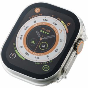 エレコム AW-22CFCGCR Apple Watch 49mm用フルカバーケース プレミアムガラス 高透明 クリア AW22CFCGCR