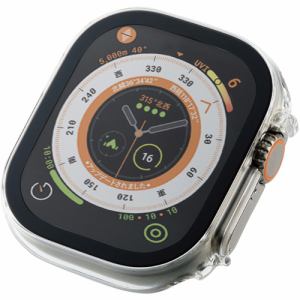 エレコム AW-22CFCGOCCR Apple Watch 49mm用フルカバーケース プレミアムゴリラガラス セラミックコート クリア AW22CFCGOCCR