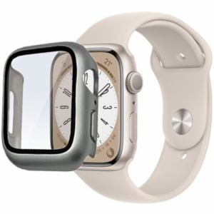 ラスタバナナ GHB3743AW45 Apple Watch Series 8/7 45mm用 ガラス＋PC一体型ケース シルバー