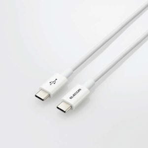 エレコム MPA-CCYS12NWH USB2.0ケーブル(認証品、C-C、やわらか耐久、USB PD対応) ホワイト MPACCYS12NWH