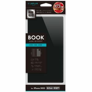 MSソリューションズ LN-IM23BWPBK iPhone 15／iPhone 14 薄型・軽量PUレザー手帳ケース 「BOOK SLIM&W POCKET」 ブラック ブラック