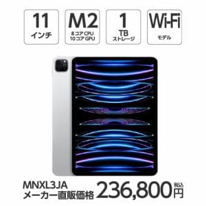 アップル(Apple) MNXL3J/A 11インチ iPadPro(第4世代) Wi-Fiモデル 1TB シルバー 2022年モデル