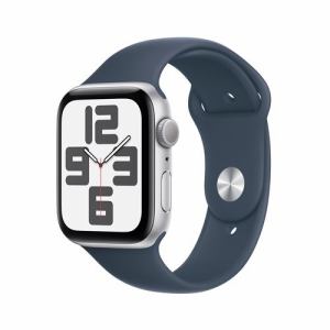 アップル(Apple) MREC3J/A Apple Watch SE GPSモデル 44mm シルバーアルミニウムケースとストームブルースポーツバンド S/M