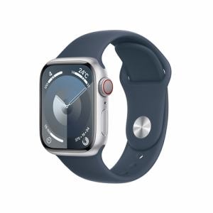 アップル(Apple) MRHV3J/A Apple Watch Series 9 GPS + Cellularモデル 41mm シルバーアルミニウムケースとストームブルースポーツバンド S/M