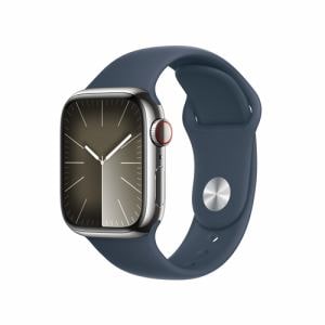 アップル(Apple) MRJ23J/A Apple Watch Series 9 GPS + Cellularモデル 41mm シルバーステンレススチールケースとストームブルースポーツバンド S/M