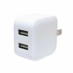 ミヨシ　IPA-US03／WH　薄型　USB-ACアダプタ　2ポート　自動出力制御IC搭載　ホワイトIPAUS03／WH