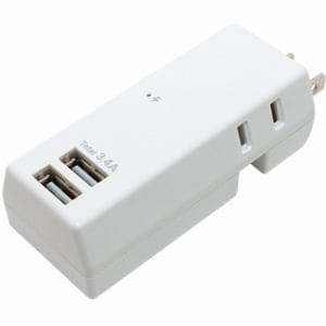 【推奨品】ミヨシ OAT34U2PWH 耐雷USBタップ ２個口 2ポート 3.4A ホワイト