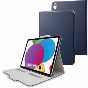 エレコム　TB-A22RWVFUNV　iPad　第10世代　フラップケース　ソフトレザー　フリーアングル　スリープ対応　ネイビー　TBA22RWVFUNV
