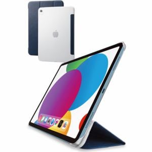 エレコム TB-A22RWVNV iPad 第10世代 フラップケース 背面クリア ソフトレザー 2アングル スリープ対応 ネイビー TBA22RWVNV